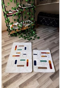 Resim Dijital Baskı Kaymaz Taban Yıkanabilir 2'li Punch Banyo Paspas Takımı Pcp004 Renkli 