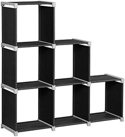 Resim SONGMICS 6'lı Küp Kitaplık, DIY, Oturma Odası için Organizatör, Siyah LSN63H 