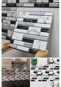 Resim TechnoSmart 30X30cm 3D Kendinden Yapışkanlı Duvar Kağıdı Kaplama Su Geçirmez Dekorasyon Mutfak Banyo 