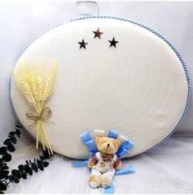 Resim Mavi Oval Ayıcıklı Kız Bebek Odası Kapı Süsü Çok Renkli 