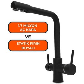 Resim Aquames - Su Arıtma İçin Siyah 3 Yollu Musluk 