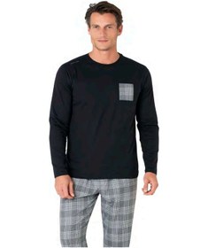 Resim Pierre Cardin 6107 Erkek Siyah Uzun Kollu Bisiklet Yaka Pijama Takımı-siyah-m Çok Renkli 