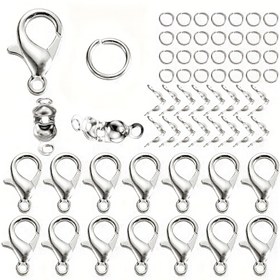 Resim 80 adet/paket Alaşım Istakoz Tokaları Zımba Uçlu Bağlantı Tokaları Bilezik Kolye Zincirleri DIY Takı Yapım Malzemeleri 