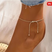 Resim 1 adet Ayarlanabilir Paslanmaz Çelik Halhal - Boncuklu Vurgularla Retro Seksi Tasarım, Hipoalerjenik ve Moda Takılar Günlük Kıyafetler İçin, Kadınlar için Her Mevsim Aksesuarı, Moda Takıları | Minimalist Halhal | Şık Aksesuar, Sevimli Ayarlanabilir Halhallar 