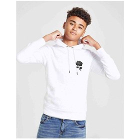 Resim Silhouette Rose Baskılı Unisex Çocuk Kapüşonlu Beyaz Sweatshirt 