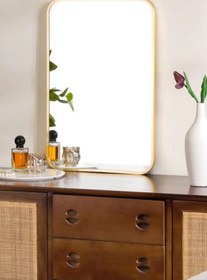 Resim tino furniture Metal Gold Oval Konsol Aynası 75x45 