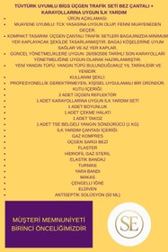 Resim ERKUT ONLİNE PREMİUM Tüvtürk Uyumlu BigS Üçgen Trafik Seti Bez Çantalı + Karayollarına Uygun İlk Yardım 