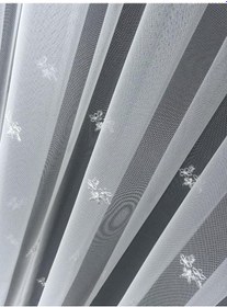 Resim Tül Perde Grek Zemin Sedef Sim Işlemeli B13827 Ekru 