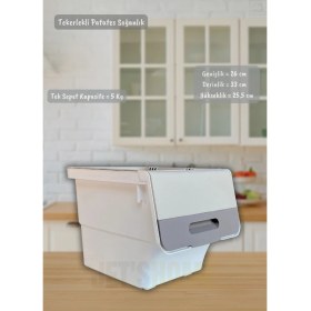 Resim Jet's Home 6'lı Krem Beyaz Tekerlekli Sebzelik Patates Soğan Sepeti Organizer Kutu Soğanlık Patateslik 72 L 