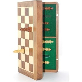 Resim Mıknatıs Taşlı Ahşap Katlanabilir Kutulu Satranç Oyunu 35 Cm 