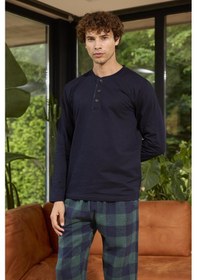 Resim Kly Erkek Uzun Kol Midi Yaka Lacivert Pijama Takımı C1t5n0o8 001 
