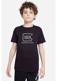 Resim Tshirthane Perfection Logo Baskılı Unisex Çocuk Siyah Tshirt 
