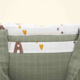 Resim Bebek Bakım Çantası - Haki Muslin - Galaksi ve Harfler 