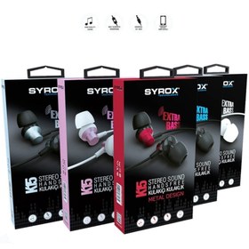 Resim Syrox Ekstra Bas Stereo Mikrofonlu Kablolu Kulaklık 3.5mm Kırmızı Aux Syx-k15 