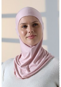 Resim Pratik Boyunluklu Geçmeli Büyük Tesettür Bone - Pembe Pembe 