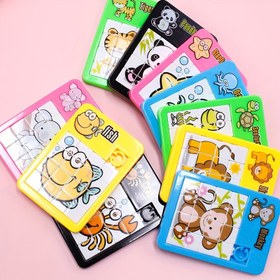 Resim 10 adet Bulmaca, Plastik Hareketli Kaydırma Eğitim Hayvan Çocukların Puzzle Oyuncakları, Okul Hediye Hediyeler Oyunlar(Rastgele Renkler) 