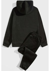 Resim Unisex But First Coffee Baskılı Eşofman Takımı Siyah 