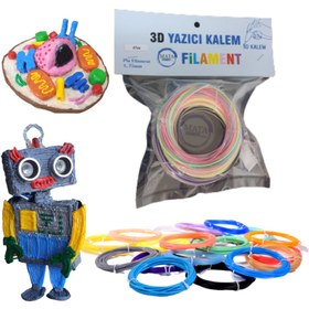 Resim Matafilament 3d Kalem Filamenti Large Pla Filament Paketi, 15 Renk*6mt, 90 Metre 