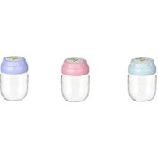 Resim Practika 3lü Set Vintage Dekoratif Desenli Cam Kavanoz 425ml - 14,3 oz 