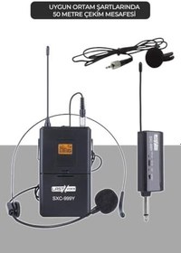 Resim Lastvoice SXC-999Y Şarjlı Telsiz Kablosuz Headset Yaka Mikrofonu (UHF Sabit Kanal) 