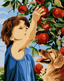 Resim Sayılarla Boyama Seti - Elma Toplayan Çocuk - 40x50 