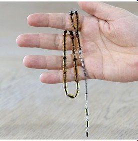 Resim Tesbihname Damla Kehribar Tesbih - 925 Ayar Gümüş Püsküllü - Kapsül Kesim - Ihlamur Sarı Renk 