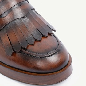 Resim Yargıcı Püskül Detaylı Topuklu Deri Loafer 25kkay4034x 057 Taba 