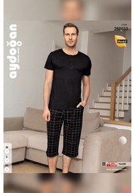 Resim Aydoğan Erkek Civan Modal Bermuda Siyah Pijama Takım 0033 Siyah 