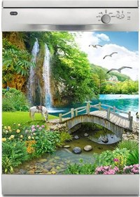 Resim Bulaşık Makinesi Sticker Kaplama Beyaz Eşya Kaplama Şelale At 