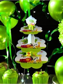 Resim Safari Temalı Kek Standı - Doğum Günü Parti Ve Eğlenceli Etkinlikler İçin 7 