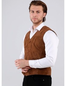 Resim Erkek Hakiki Deri Süet Yelek (545233756) 