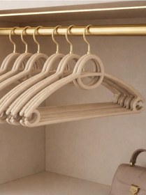 Resim Vichy 5 Li Kaymaz Askı 41,3 Cm Bej Renk Çok Amaçlı Elbise & Pantolon Askısı Vch-7020 Açık Bej 