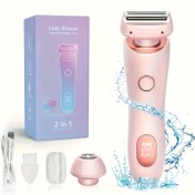 Resim 2’si 1 Arada Kadınlar için Elektrikli Tıraş Makinesi & Bikini Trimmer - Şarj Edilebilir Kablosuz, LED Ekranlı, Islak ve Kuru Kullanım, Paslanmaz Çelik Bıçaklar, USB Şarj, 800mAh Lityum Pil - Kol Altı, Bacak, Göğüs İçin Tam Vücut Tüy Kesici, Tatil Hediyesi İdeal 