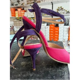 Resim Lo Mejor Shoes Sessiz Işık Fuşya Tango Dans ve Salon Ayakkabısı 8,5 cm 13 Pont Koni Model Topuk Kelebek Model 