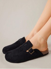 Resim B&B'shop Kadın Siyah Kışlık Keçeli Kapalı Rahat Mantar Taban Ev Terliği 