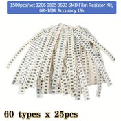 Resim 1500 adet/takım 0R~10m 1206/0805/0603 SMD Film Direnç Kiti, Doğruluk %1, 60 Çeşit * 25 adet SMD Çip Direnç Paketi DIY Karışık Set 