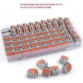Resim 60 Adet Sıkıştırmalı Yaylı Kol Konnnekör 2-3-5 Li Pct-212-213-215 Şeffaf Çantada 