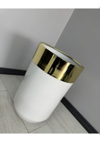 Resim Dekoratif Gold Darbuka Parlak Beyaz Saksı 70cm 