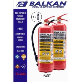 Resim 6 Kg Ruhsata Uygun 4 Yıl Köpüklü Yangın Tüpü 2 Adet Askı 