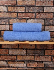 Resim 2 Parça %100 Pamuklu Soft Lüx Banyo Havlu Seti Mavi Renkli 