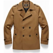 Resim Mero Life Erkek Taba Mevsimlik Astarlı Kemerli Kruvaze Trençkot Taba 