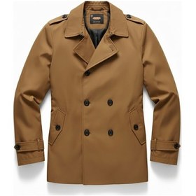 Resim Mero Life Erkek Taba Mevsimlik Astarlı Kemerli Kruvaze Trençkot Taba 