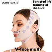 Resim LIGHTE SECRETE Pembe Elmas Baskılı V-Yüz Kaldırma Maskesi - Alkolsüz, Yüz İnceltme & Sıkılaştırma Aracı, Nasolabial Katları Azaltmak İçin 