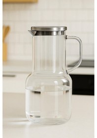 Resim Isıya Dayanıklı Cam Sürahi 1.8 Litre Şeffaf Lüks Karaf Borosilikat Metal Silikon Kapaklı 