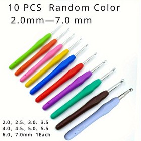 Resim Başlangıçlar için Ergonomik Tutuşlu Renkli Yumuşak Saplı ve Alüminyum Tığlı 10 Parça Tığ Seti 