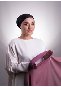 Resim Hürrem Bone Fuşya Pratik Hazır Geçmeli Şal Şifon Boru Boneli 3001_20 
