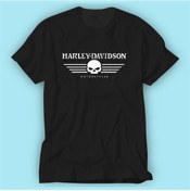 Resim Harley Davidson Skull Siyah Baskı Logo Tshirt Modeli 
