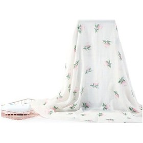 Resim Novahub Moveevo Insular Bambu Elyaf Bebek Gazlı Bez Kundak, 130x110cm Gül Beyaz Emzirme Battaniyesi Beyaz 