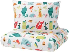 Resim IKEA Tek Kişilik Çocuk Nevresim Takımı Çok Renkli,Hayvan Baskılı-150x200/Çarşafsız 