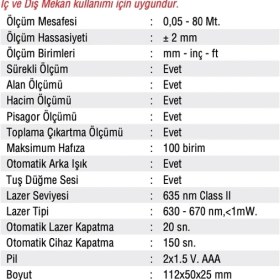 Resim Mercure Lazer Metre 80 Metre 